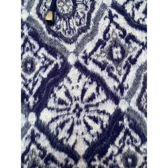 Vintage 90s Fleece 1990s Blue White Fuzzy Oversize Surfer Retro Boho Size XL - Picture 3 of 7